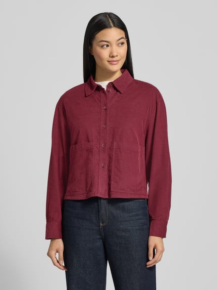 s.Oliver RED LABEL Boxy Fit Cordbluse aus Baumwoll-Viskose-Mix Bordeaux 4