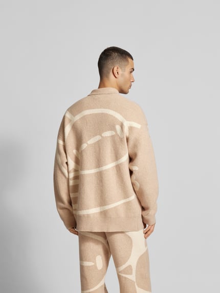 ISNURH Kurtka o kroju oversized z dzianiny z dodatkiem wełny model ‘DAHLIA’ Beżowy 5