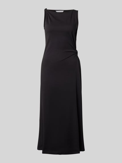 Produktfoto, Körpernahes Freizeitkleid aus reiner Baumwolle van Tommy Hilfiger, effen kleuren, nauwsluitend, knielang, boothals, knoopdetail, model met smalle bandjes, fijngebreid, puur katoen