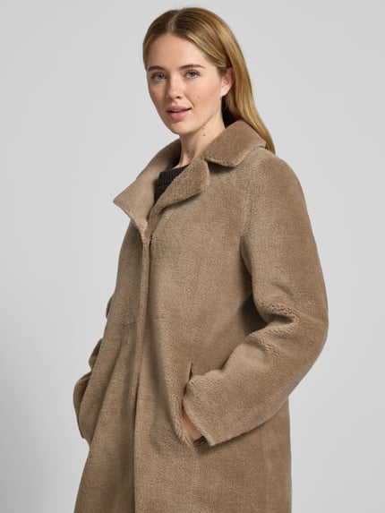 OAKWOOD Regular fit Lange jas van imitatiebont van pure Wol Model 'VENUS' Taupe - 3