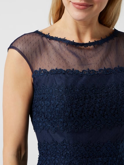 LUXUAR FASHION Cocktailjurk van mesh en chiffon Donkerblauw - 3