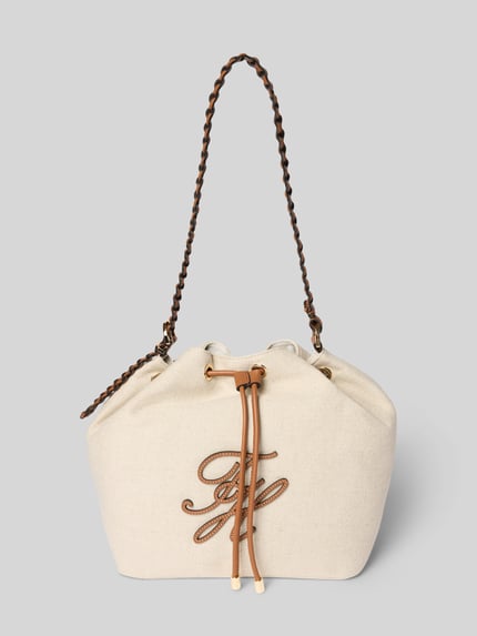 Produktfoto, Beuteltasche aus reinem Leinen von Tommy Hilfiger in Optik: Unifarben, Tunnelzug, Hauptfach, Logo-Applikation, Canvas-Material.