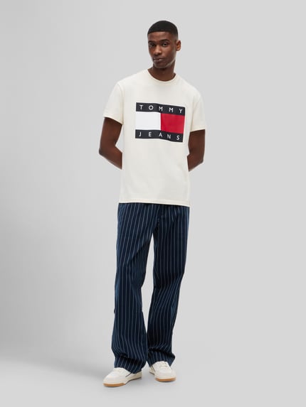Tommy Jeans Relaxed Fit T-Shirt aus reiner Baumwolle mit Logo-Print Offwhite 1
