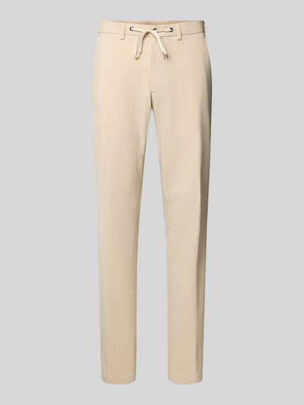 Produktfoto, Slim Fit Hose mit Tunnelzug von DIGEL aus beigem Material-Mix mit Woll-Anteil, Eingrifftaschen, Bundweite 45 cm, Innenbeinlänge 82 cm, Größe 50.