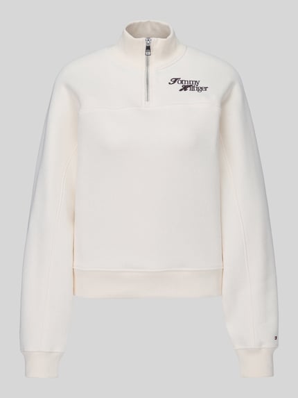 Tommy Hilfiger Sweatshirt mit Half Zip Troyerkragen Hellgelb 2