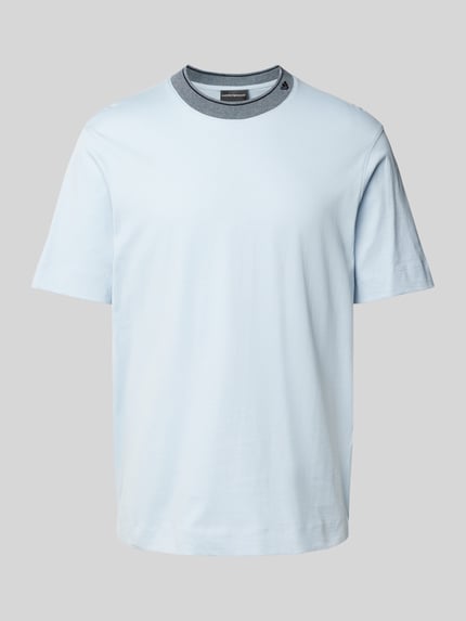 Emporio Armani T-Shirt mit Label-Stitching Hellblau 2