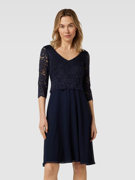 Vera Mont Knielange cocktailjurk met 3/4-mouwen Donkerblauw - 4