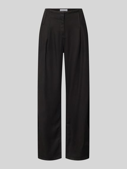 Produktfoto, Wide Fit Jeans aus reinem Lyocell von Iro, czarne, spodnie z zakładkami w pasie, kieszenie z tyłu, zamek błyskawiczny, Długość wewnętrzna nogawki w rozmiarze 36: 80 cm, Szerokość w rozmiarze 36: 76 cm