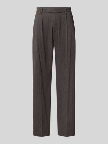 Productfoto, straight fit heren broek met viscose, bandplooien en achterzakken, haakjes- en ritssluiting. Model 'Leto' van CINQUE, elastische materiaalmix, bandwijdte maat 50: 42 cm, binnenbeenlengte maat 50: 80 cm.