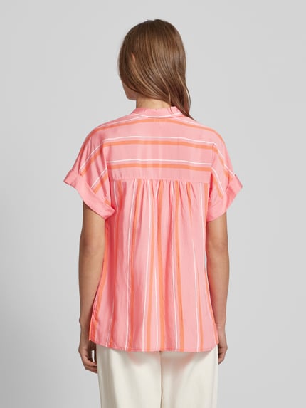 Milano Italy Blouse van viscosemix met streepmotief Felroze - 5