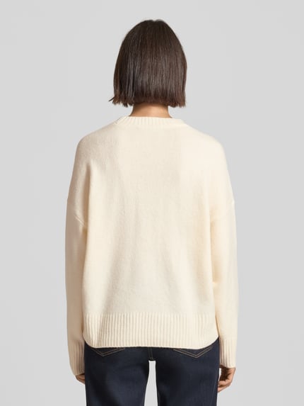 VERO MODA Sweter o kroju relaxed fit z domieszką wełny model 'BOOM' Écru 5