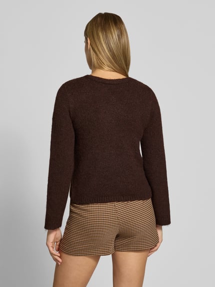 ONLY Sweter o kroju regular fit w stylu kopertowym model 'ONLMAGGIE' Ciemnobrązowy melanż 5