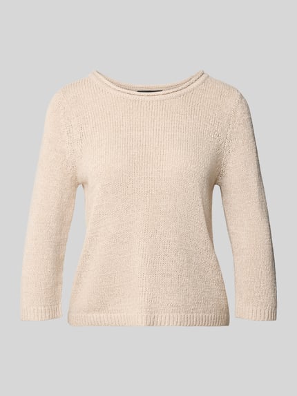 Produktfoto, Regular Fit Pullover in Strick-Optik von Betty Barclay für Damen in Beige mit Rundhalsausschnitt und 3/4-Arm, feine Strickstruktur