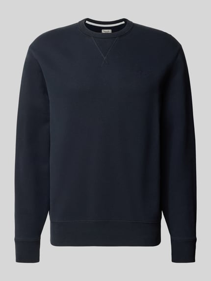 Produktfoto, Sweatshirt aus Baumwoll-Mix von Superdry in Dunkelblau, lockere Passform, Rundhalsausschnitt, elastische Abschlüsse, Label-Stitching, Rückenlänge 66 cm, Ärmellänge 62 cm
