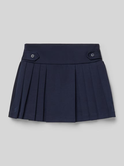 Produktfoto, Regular Fit Mini-Rock mit Viskose-Anteil von Polo Ralph Lauren Teens, Optik: Unifarben, Material-Mix, Logo-Detail, elastischer Bund