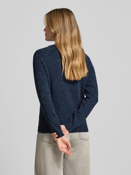 VERO MODA Regular Fit Pullover mit Rippbündchen Modell 'DOFFY' Marine Melange 5