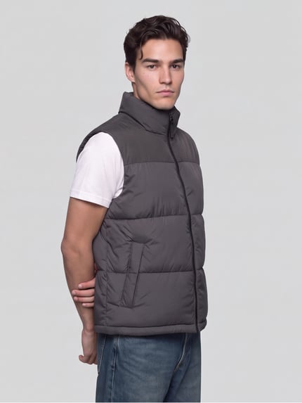 ONLY & SONS Steppweste mit hohem Stehkragen Graphit 4
