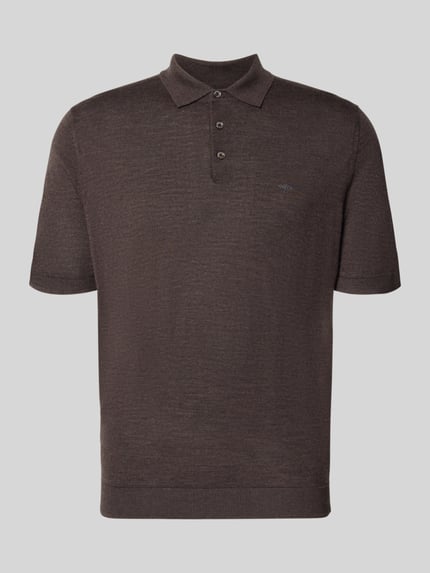 Produktfoto, Regular Fit Poloshirt aus reiner Baumwolle in Strick-Optik von Fynch-Hatton, braun, Kurzarm, Polokragen, strukturierte Oberfläche