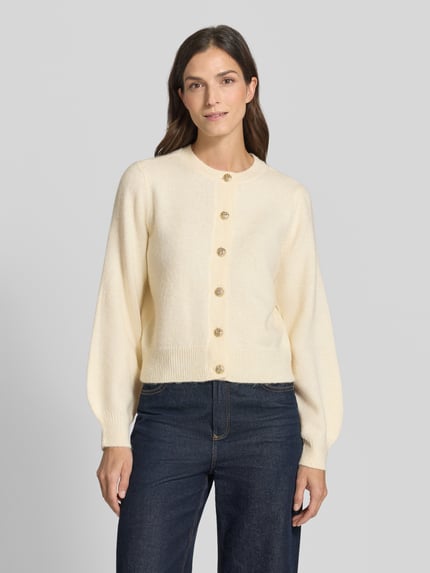 VERO MODA Cardigan mit goldfarbenen Zierknöpfen Ecru 4