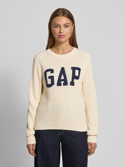 GAP Strickpullover mit Logo und Rundhalsausschnitt Weiss 4