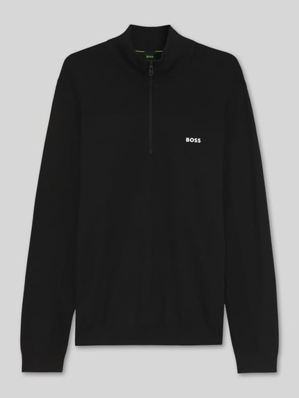 BOSS Green Regular Fit Pullover mit Schurwoll-Anteil Modell 'KN_Momentum-X QZ' Black 2