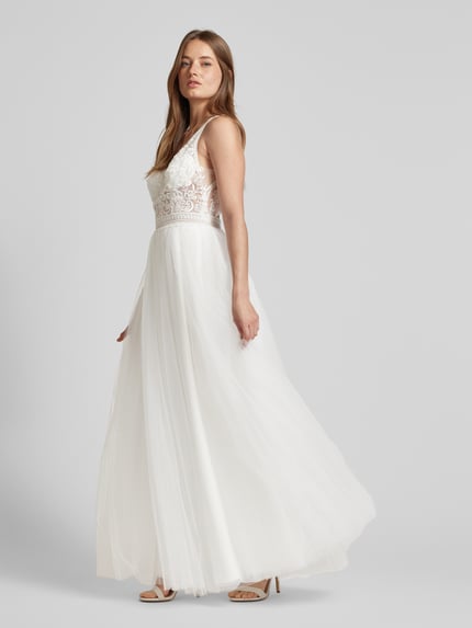 LUXUAR FASHION Bruidsjurk met hartvormige hals Offwhite - 1
