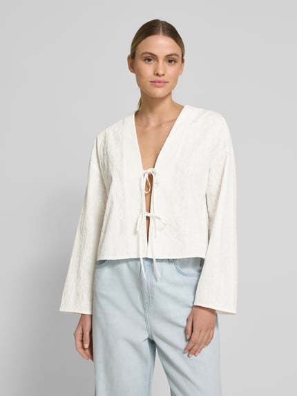 Jake*s Studio Woman Bluzka o kroju regular fit z wiązaniem Złamany biały 4