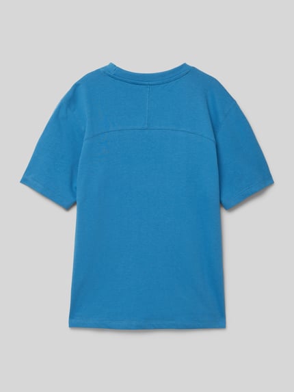 Garcia T-shirt met labelprint en -stitching Koningsblauw - 3