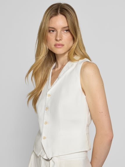 Polo Ralph Lauren Weste mit Reverskragen Modell 'PAULINE' Weiss 3