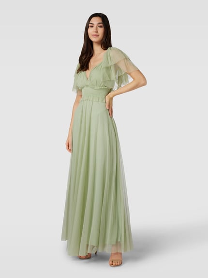 Lace & Beads Avondjurk met volants Lichtgroen - 1