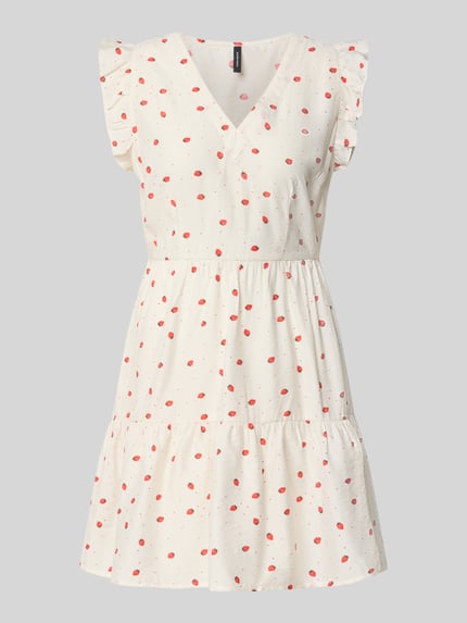 VERO MODA Uitlopende mini-jurk van viscosemix, model 'ODETTE' Wit - 2