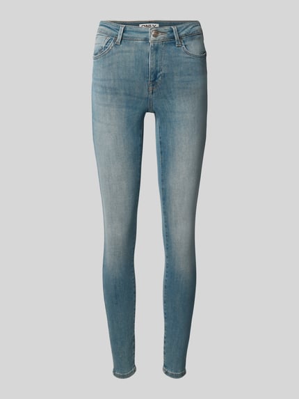 Produktfoto, hellblaue Skinny Fit Jeans aus Baumwoll-Mix Modell 'POWER' von ONLY, Damen Skinny Fit Jeans von ONLY, strukturierte Oberfläche