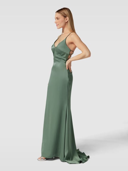 Mascara Abendkleid aus Satin mit Schnürung Gruen 4