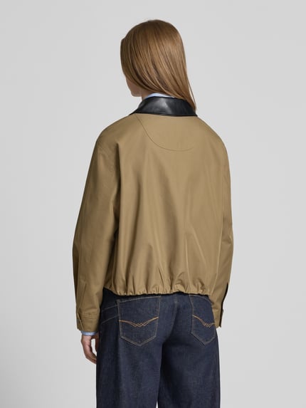Oui Overhemdjack met platte kraag Kaki - 5