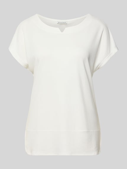 Produktfoto, Regular Fit T-Shirt aus Modal-Mix von Tom Tailor in Weiß, unifarben, Rundhals, kurzarm, Jersey mit glatter Textur