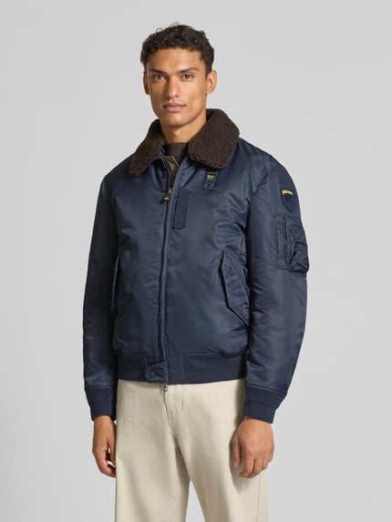 Blauer USA Bomberjacke mit Zweiwege-Reißverschluss Modell 'MARSHALL' Marine 4