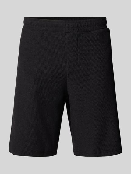 REVIEW Szorty z dzianiny dresowej o kroju regular fit z fakturowanym wzorem Czarny 2