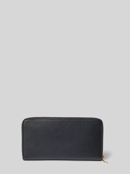 Produktfoto, Portemonnaie mit umlaufendem Reißverschluss von Valentino Bags, unifarben, rechteckig, Logo-Prägung, Struktur-Lederoptik