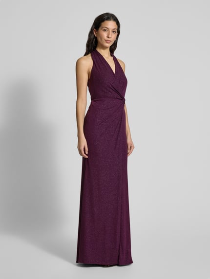 Christian Berg Cocktail Abendkleid mit Neckholder Pflaume 1