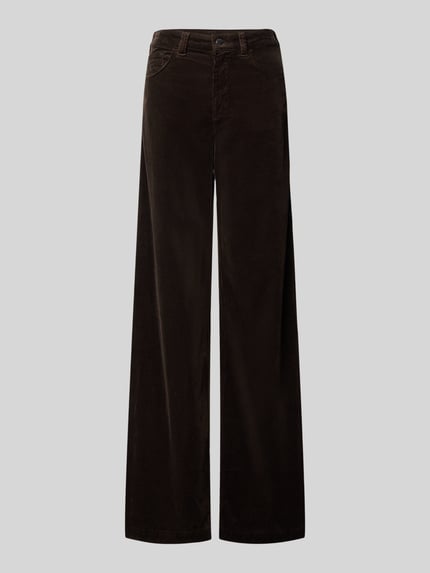Produktfoto, dunkelbraune Loose Fit Cordhose aus Baumwoll-Mix von Emporio Armani, weiche Struktur, 5-Pocket-Design, neutrale Fläche