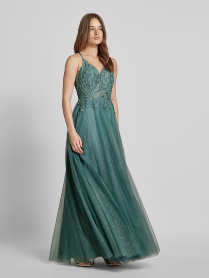 LUXUAR FASHION Abendkleid mit Strasssteinbesatz Gruen 1