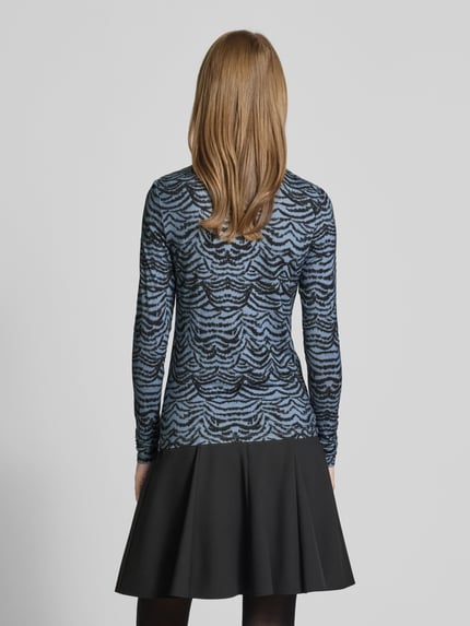 Scotch & Soda Bluzka z mieszanki wiskozy z długim rękawem i stójką Ciemnoniebieski 5