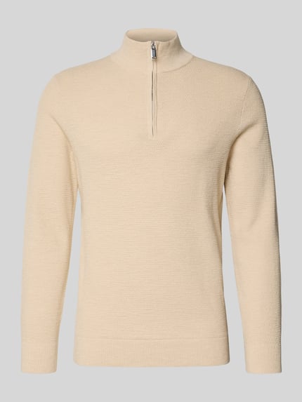 Profuomo Gebreide pullover met schipperskraag Offwhite - 2