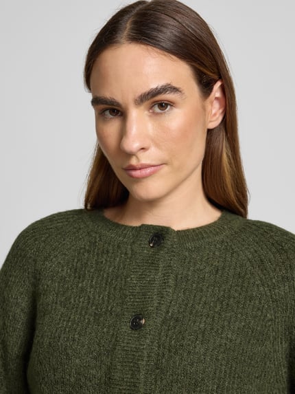 Selected Regular Fit Strickjacke aus Woll-Mix mit Alpaka Modell 'LULU' Oliv Melange 3