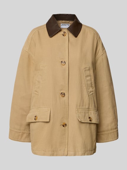 Jake*s Casual Parka z listwą guzikową i kieszeniami z patką Piaskowy 2