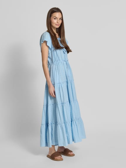 Scotch & Soda Maxikleid im Stufen-Look mit Schnürung Hellblau 1