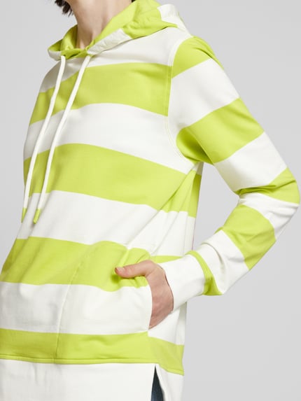 Smith and Soul Hoodie met streepmotief Neongeel gemêleerd - 3