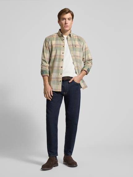 Fynch-Hatton Slim Fit Freizeithemd aus Cord Gruen 1