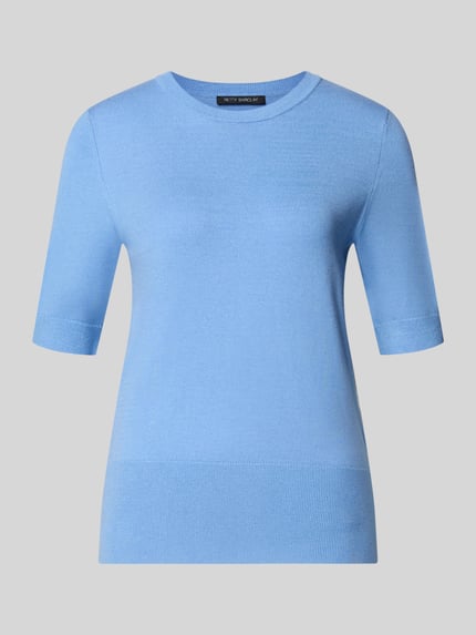 Produktfoto, Strickshirt aus Viskose-Mix mit Rundhalsausschnitt von Betty Barclay in Hellblau, Regular-Fit, 1/2-Arm, glatte Textur