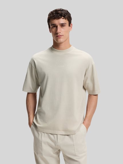 BOSS Orange relaxed fit T-shirt van puur katoen model 'TE_TILE' Beige - 4
